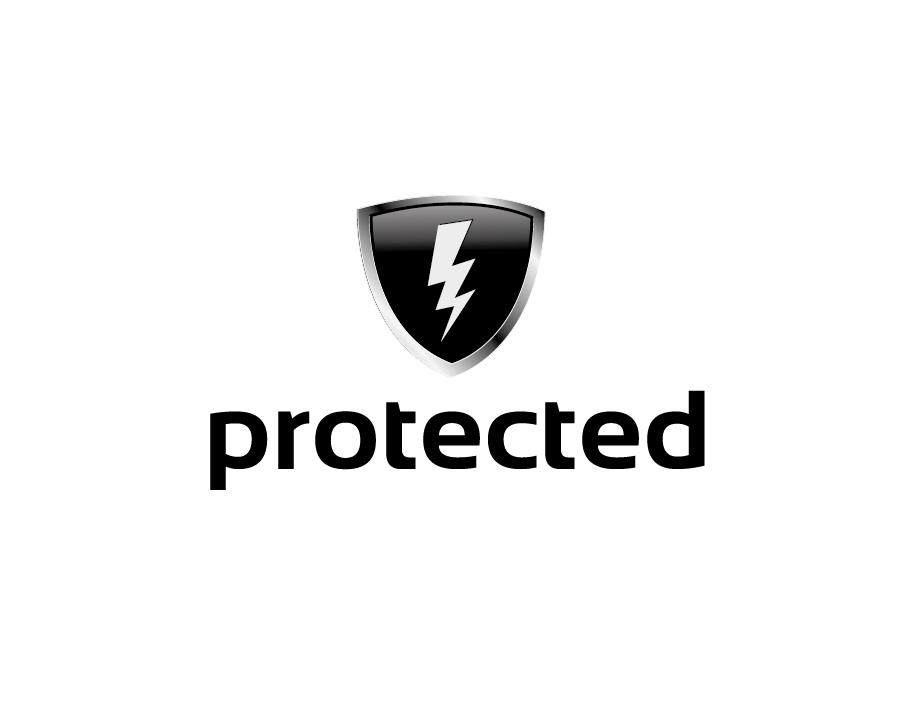 Protected Logo – Black Shield with Lighting Bolt